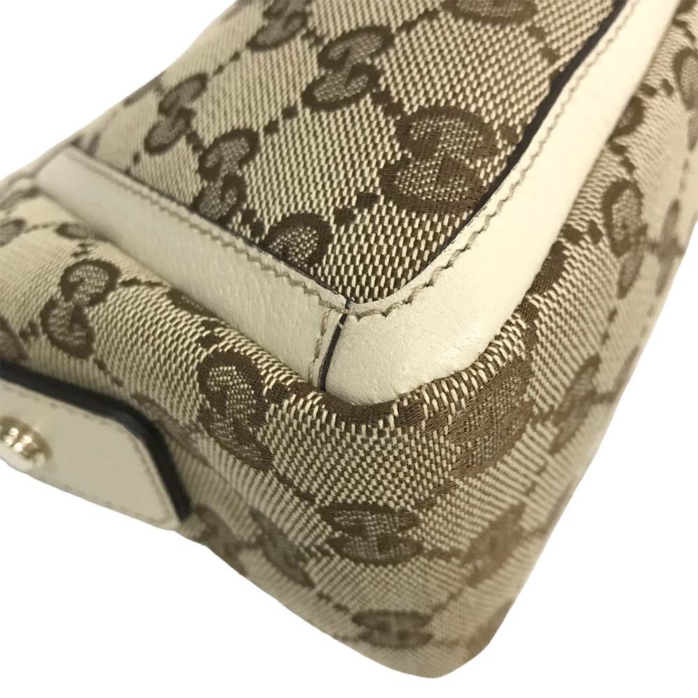 Gucci One Shoulder Hobo Bag Abbey Shoulder GG Brown White - Picture 9 of 10